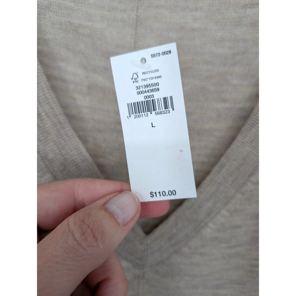 Banana Republic Sweater Womens Large Tan Merino Wool V Neck Long Sleeve Soft NWT